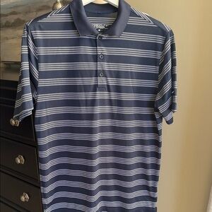 Nike Navy and White Striped Polo Shirt men’s Small